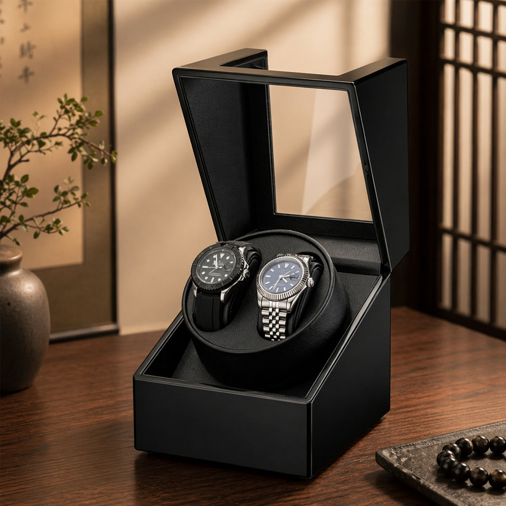 Luxury Watch Winder Box - Lüks 2 Bölmeli Otomatik Saatler İçin