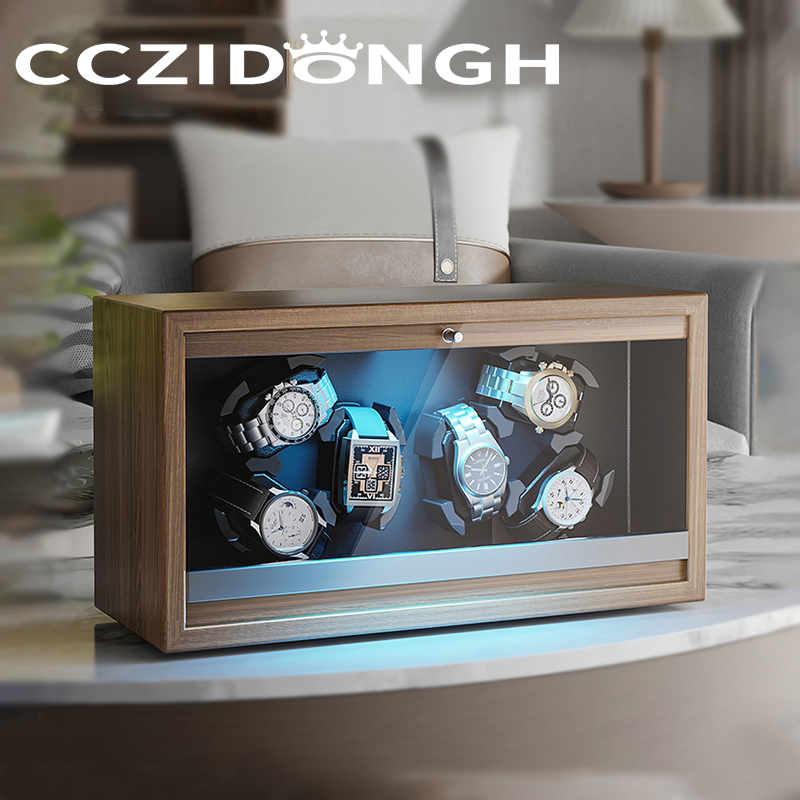 Luxury Watch Winder Box - Yepyeni Ahşap Saat Sarıcı Otomatik Cam