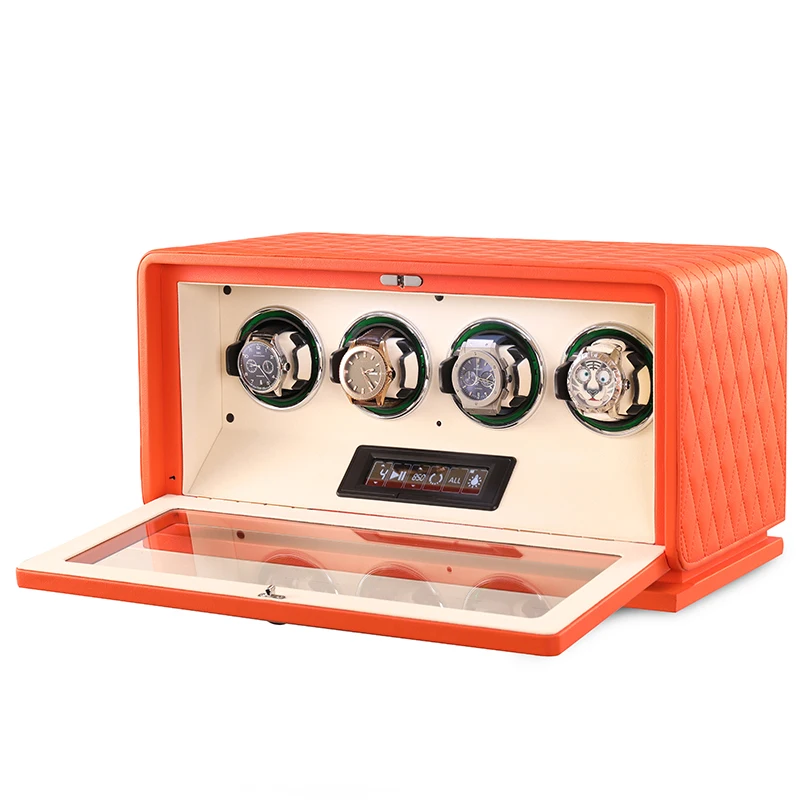 Luxury Watch Winder Box - Otomatik Saat Kurucular için Ortam Işığıyla