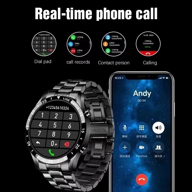 LIGE Yeni Bluetooth Çağrı Akıl - Luxury Watch German incelemesi ve fiyatı