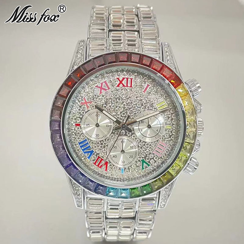 MISSFOX lüks buzlu erkekler iç - Luxury Watch Investment incelemesi ve fiyatı